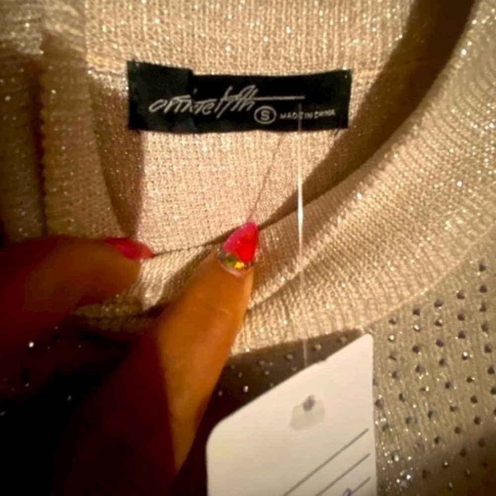 PANTSUIT: Shimmering Sequin/Rhinestone Sliver Set, NWOT - Picture 15 of 17